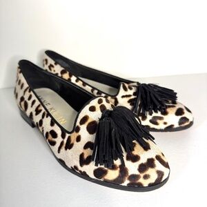 Anne Klein Devina Calf Hair Tasseled Loafers - Animal Print | Size 7.5